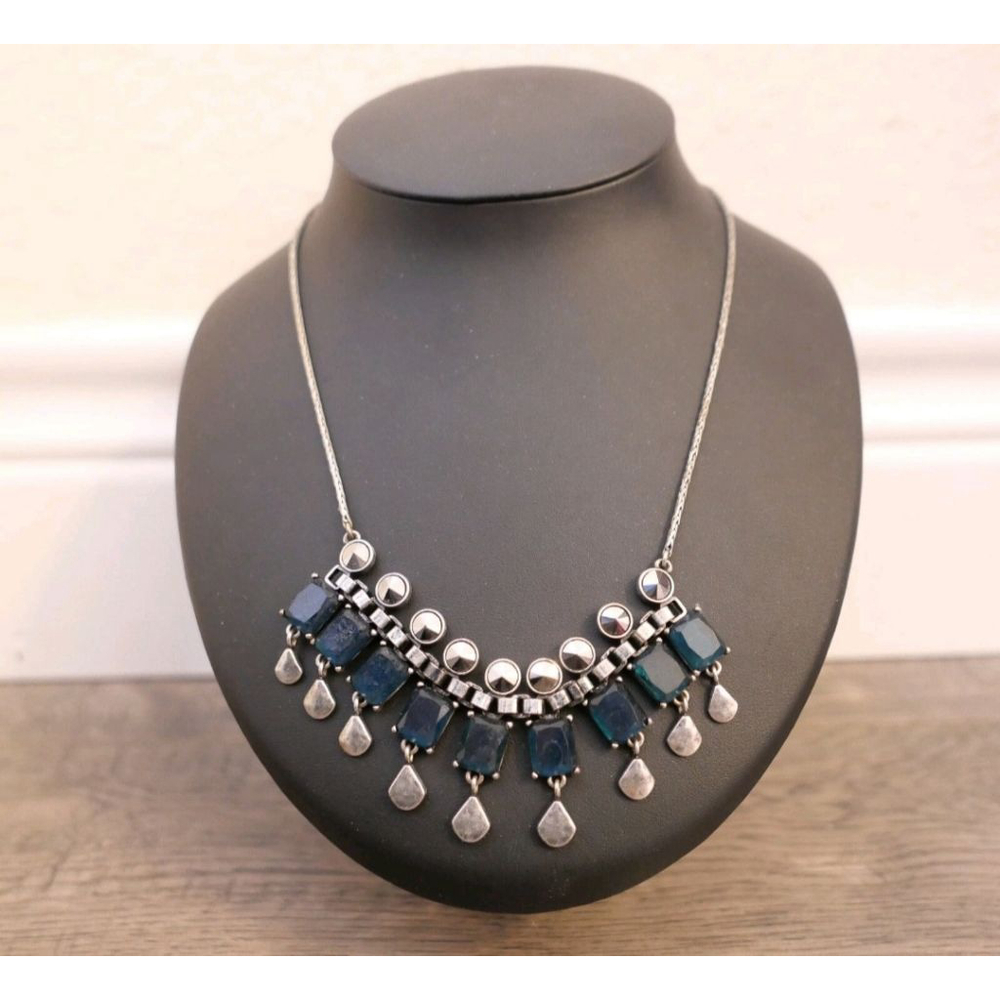 Lucky Brand Teal Rhinestone Reversible Necklace 16"